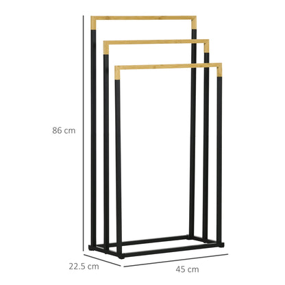 Kleankin 3 bamboo and steel bars with self -supporting design, 45x22.5x86 cm - Borgè