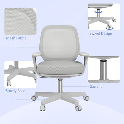 Ergonomic office chair and reclining at adjustable height with 5 wheels, 55x48x82.5-94.5 cm, gray - Borgè