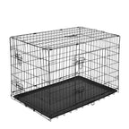 Pet Cage Foldable Steel Double Opening Dog and Cat Carrier, 121x77x82cm, Black - Borge' Group Limited