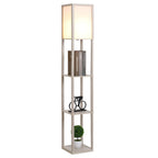 ground lamp with integrated shelves - oak - Borgè