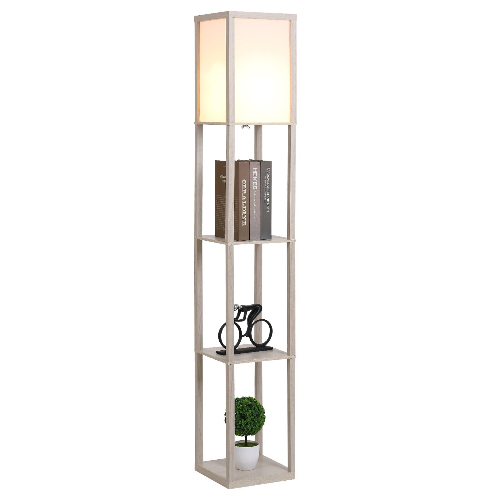 ground lamp with integrated shelves - oak - Borgè