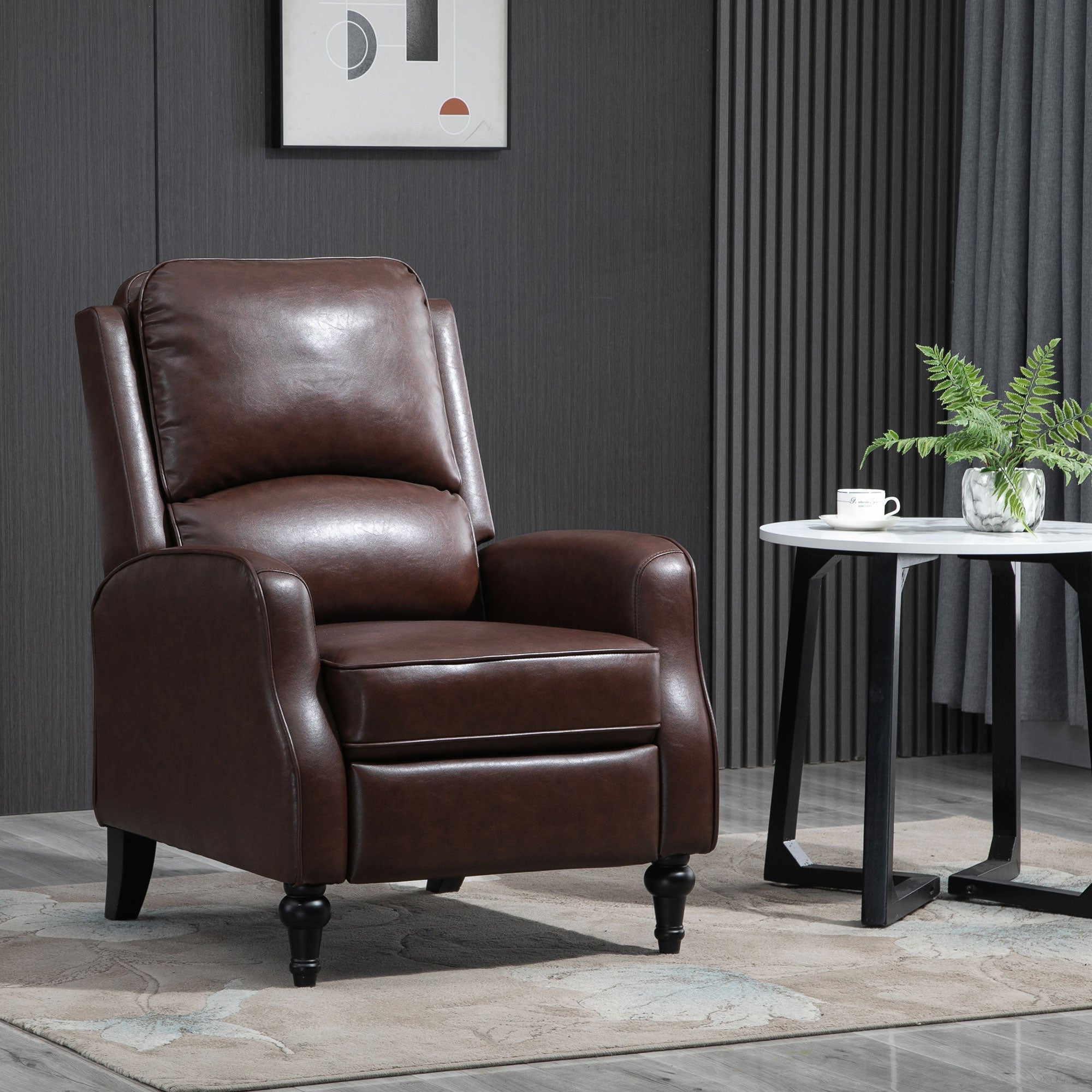 Relaxable Relaxable Armchair 90 ° and 150th Manual for TV, Living Room, Room, Modern Leather Design 73x86x104cm - Borgè