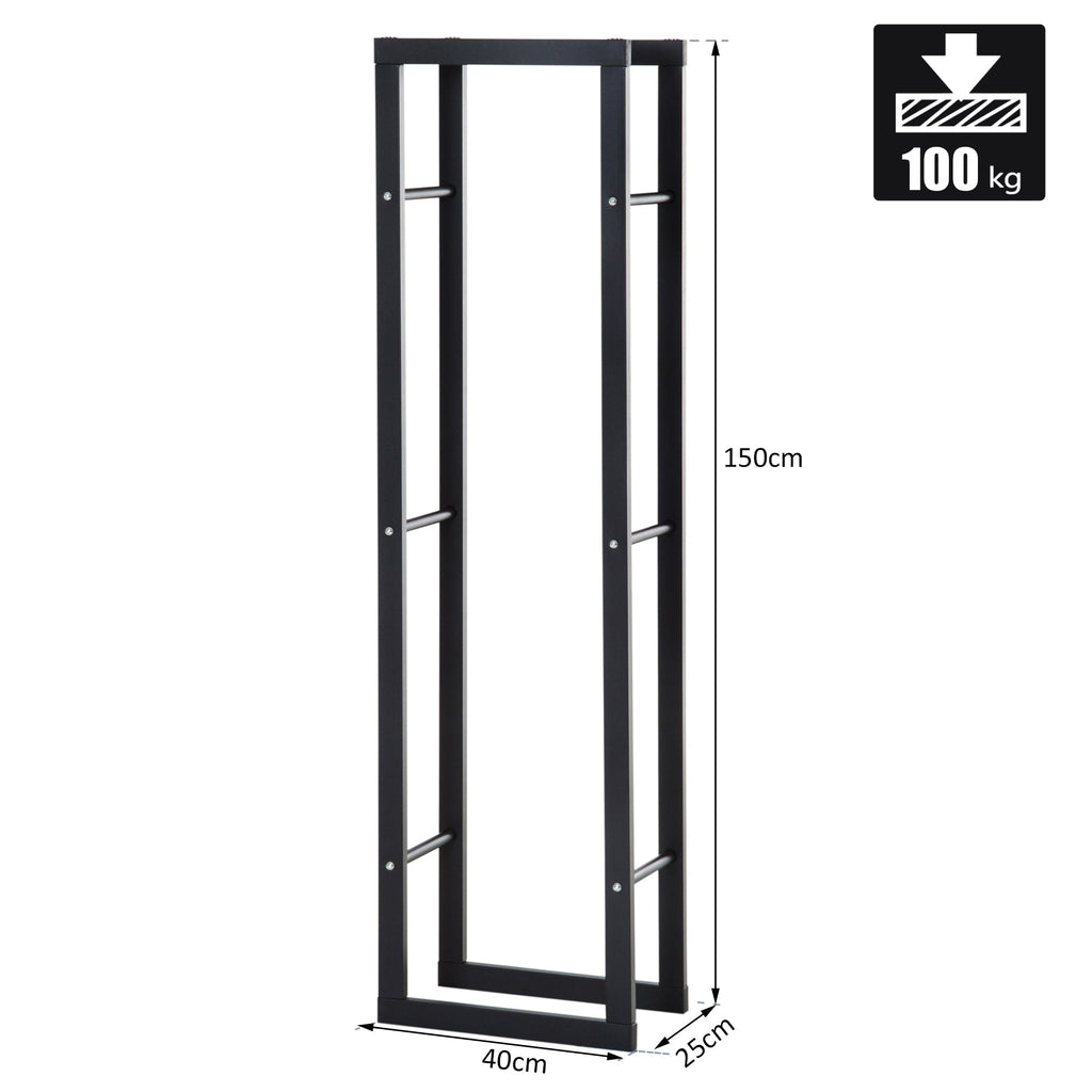 shelf porta vertical wood for black iron interior, 40x25x150cm - Borgè