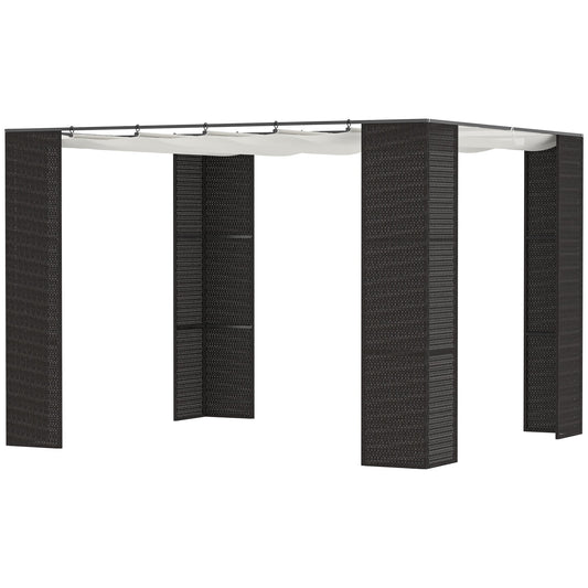 LEONA | Garden Pergola with sliding curtain, metal structure and rattan effect | 2,98x2.98x2m - Borgè