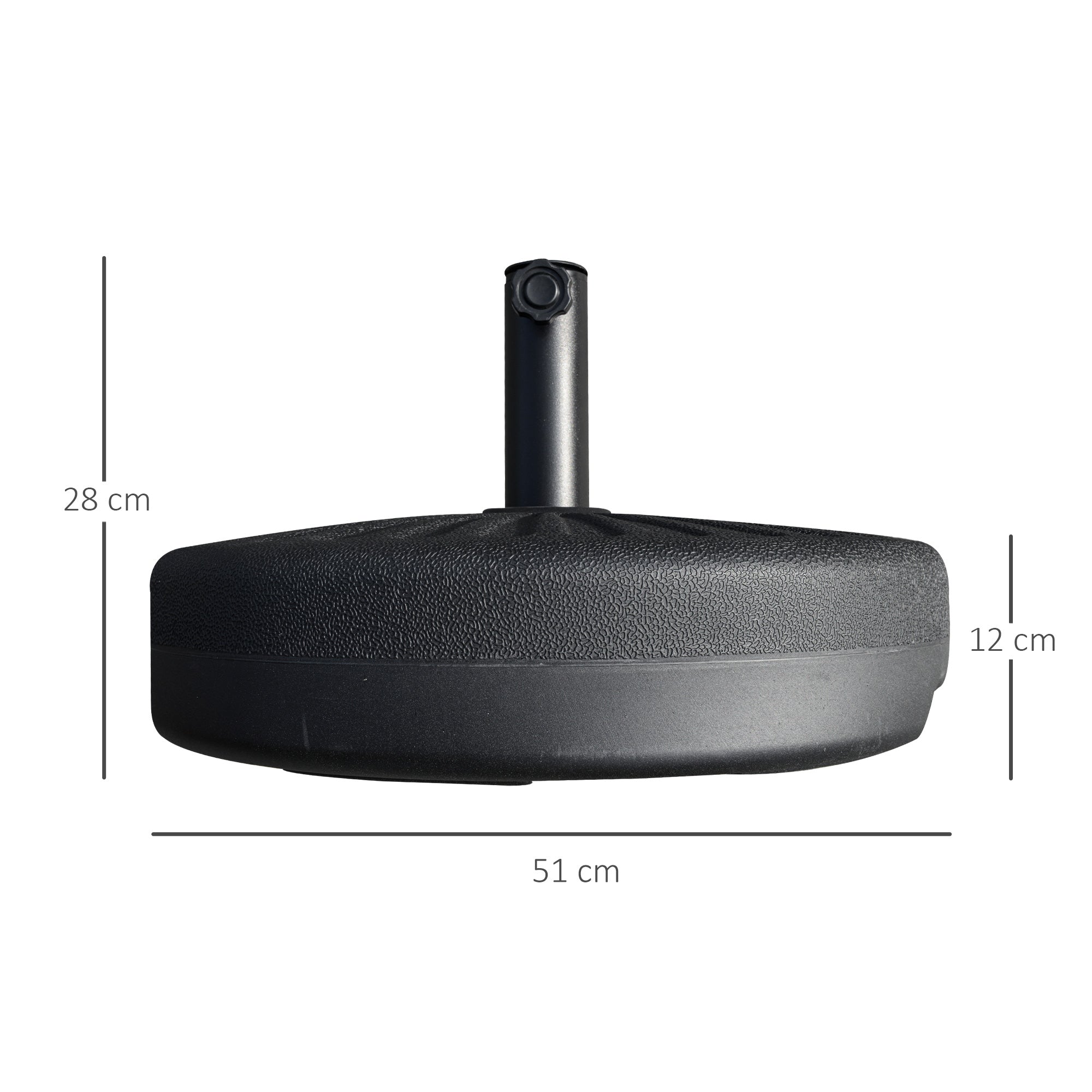 Garden Umbrella Base with Central Pole Φ3.8cm and 4.8cm, Black HDPE - Borge' Group Limited
