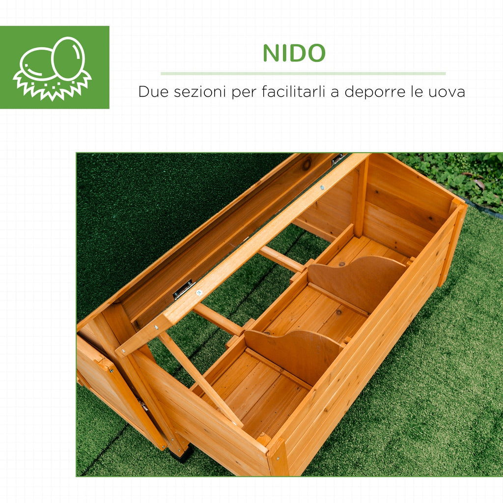 Chicken Coop Laying Cage for Garden Chickens with 2 Drawers, Nest and Waterproof Outdoor Roof in Wood, 150x100x96.5 cm - Borge' Group Limited