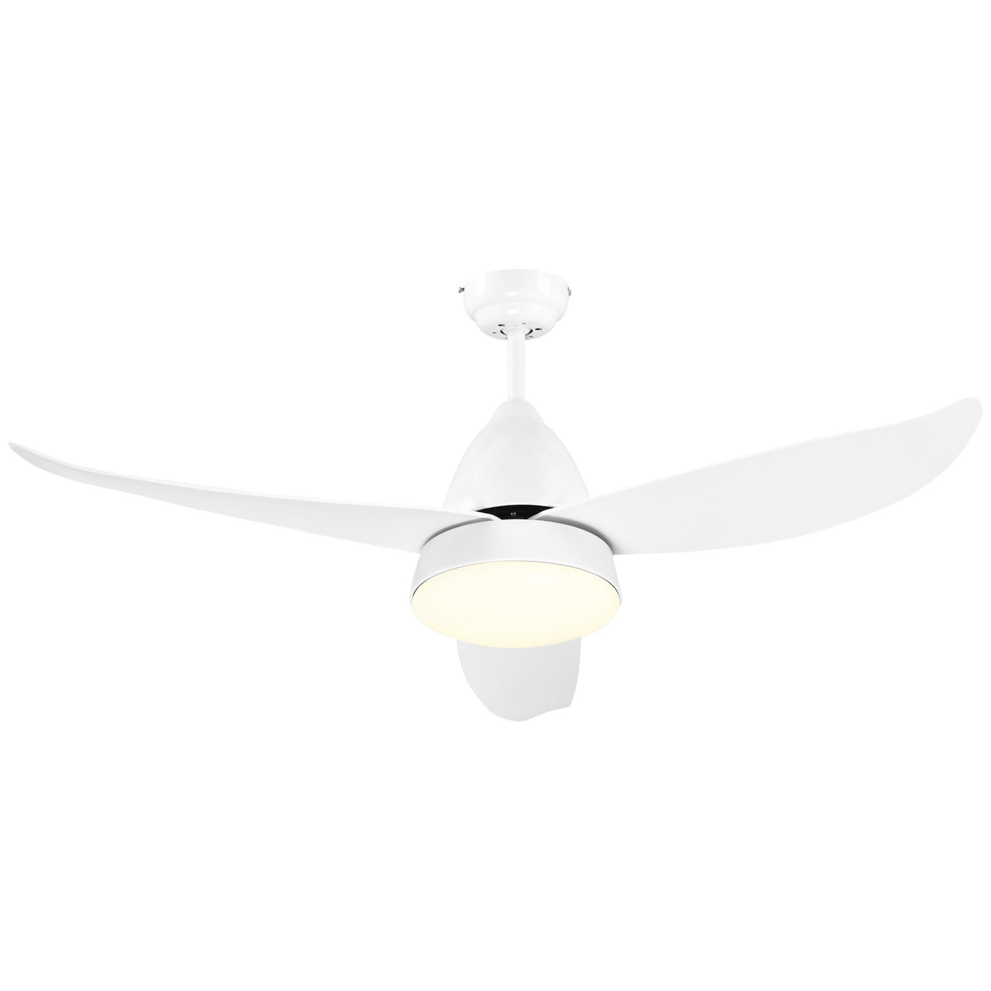 ceiling fan 3 blades with LED light and remote control included, 6 speeds, for interiors, φ122x45cm, white - Borgè