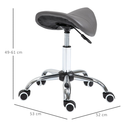 work stool in saddle with wheels and adjustable height for hairdresser shops and tattoo, 52x53x49-61cm Grey - Borgè