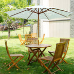 3x2.5 m Garden Umbrella with 8-Ribbed Wooden Pole, Made of Bamboo, Wood and Polyester, White - Borge' Group Limited
