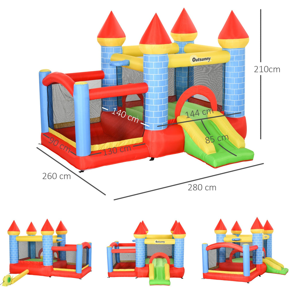 Giant Bouncy Castle for Kids Ages 3-8 with Slide, Pool and Basketball Hoop, 280cmx260cmx210cm - Borge' Group Limited