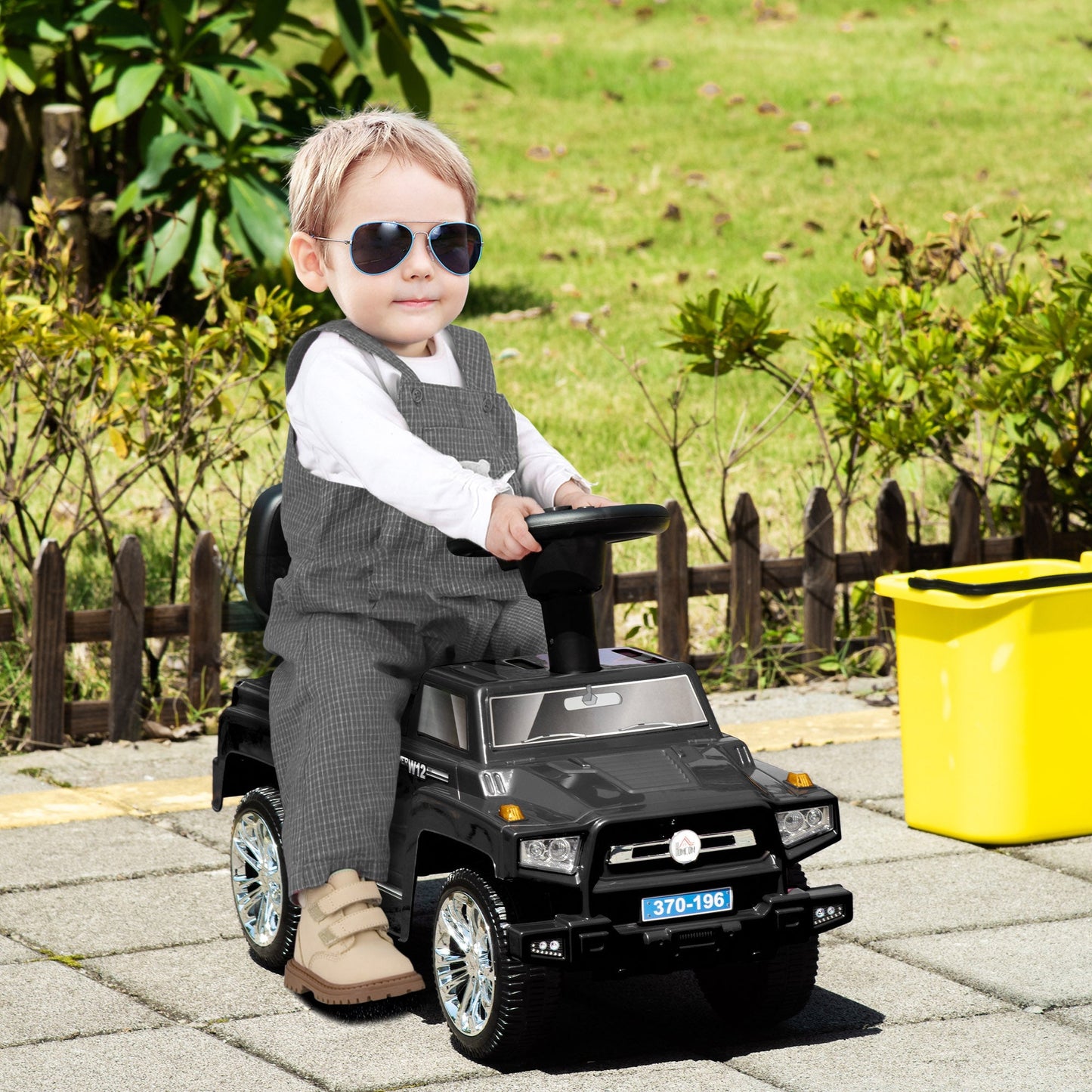 off -road toy car for children rideable children, headlights and music, age 18-36 months - black - Borgè