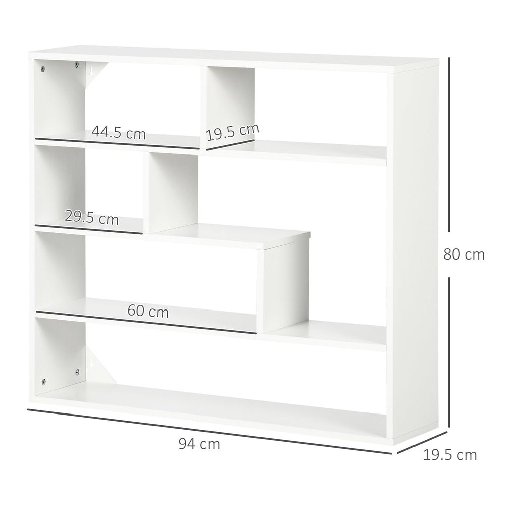 Homonda Modern Wooden Wall Library at 4 levels, 94x19.5x80cm, White - Borgè