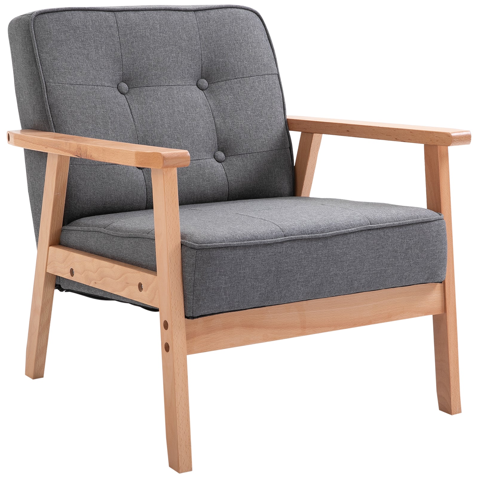 Retro Nordic style armchair with light Grey linen coating - Borgè
