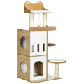 Cat Tree with Cat Scratching Post, 2 Cat Houses, Perches and Play Ball, 60x48x133 cm - Borge' Group Limited