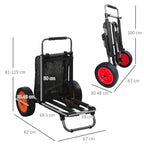 SPORTNOW Folding beach trolley with mesh pocket, telescopic handle and easel, 82x67x81 cm - Borgè