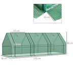 Outsunny PE Tunnel Garden Greenhouse for Plants and Flowers with Extended Edges and Hinged Doors, 270x90x90 cm, Dark Green - Borgè