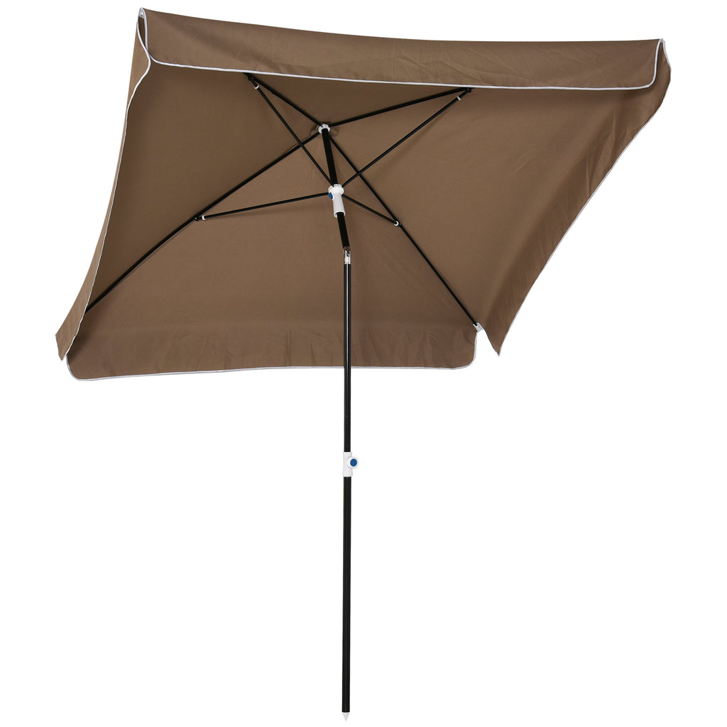 2x2m Outdoor Umbrella with Square Canopy, Adjustable and Portable, in Metal and Polyester, Coffee - Borge' Group Limited