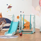 slide for children with adjustable swing, basket and balls for bedroom and garden, 149x186x98cm, blue and orange - Borgè