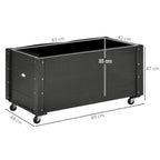 Outsunny garden flock with drainage hole and wheels, in fir wood, 89x48x47 cm, black - Borgè