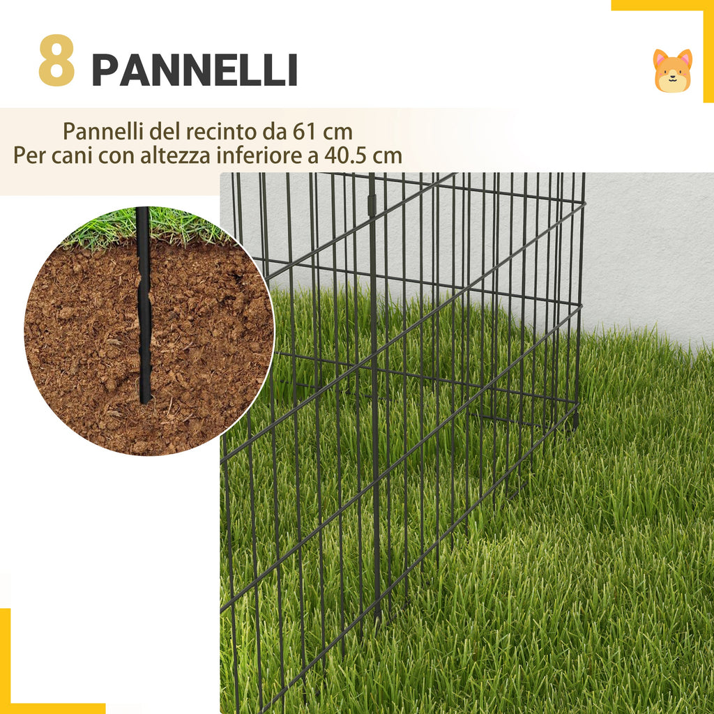 Pawhut fence for dogs and puppies, 8 -piece animal boxes in iron wire, 76 x 61cm black - Borgè