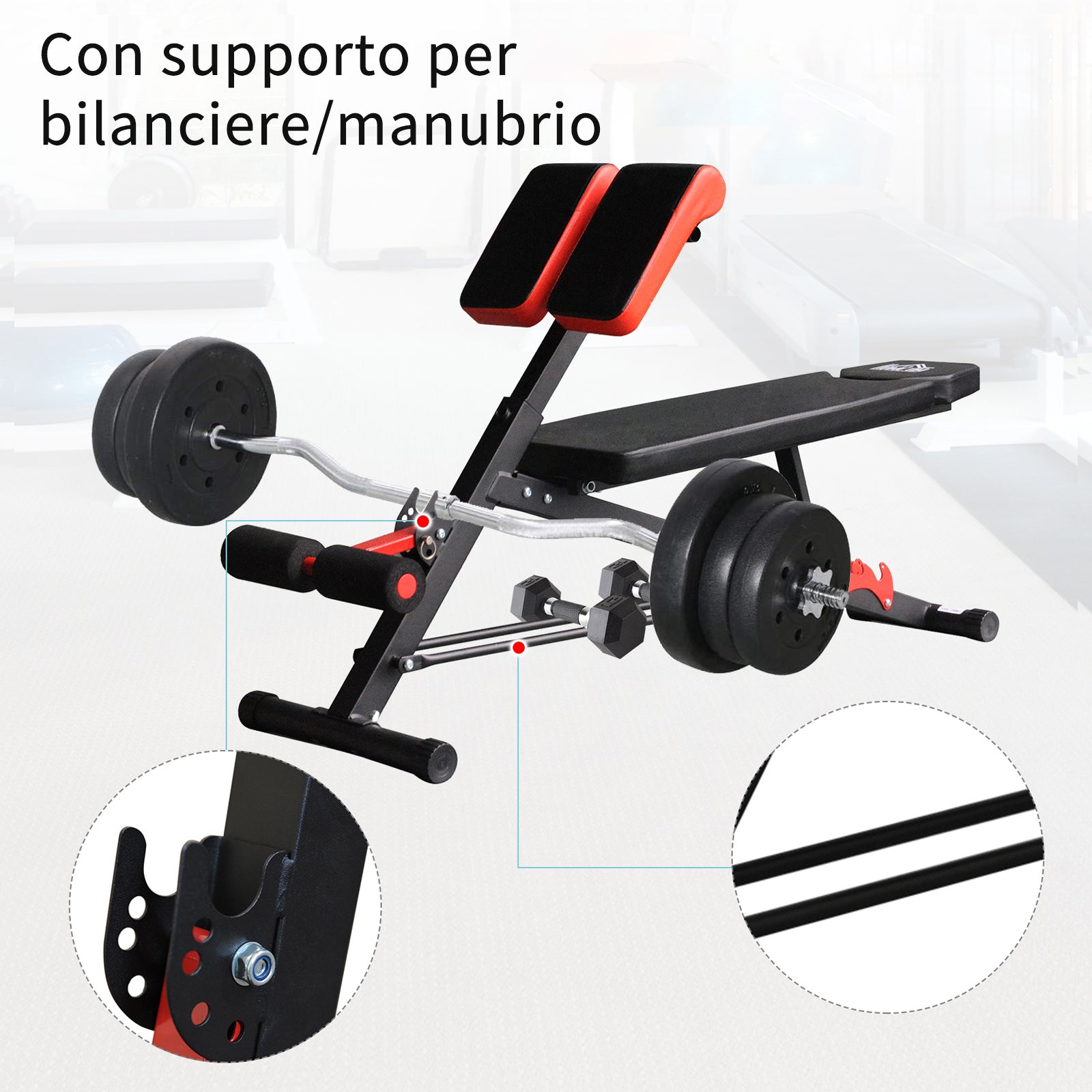 adjustable multifunctional bench for training abdomen legs and black and red buttocks - Borge' Group Limited