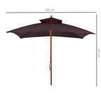 3x3 m Garden and Terrace Umbrella with 8 Ribs and 2-Tier Parasol Cover, Brown - Borge' Group Limited