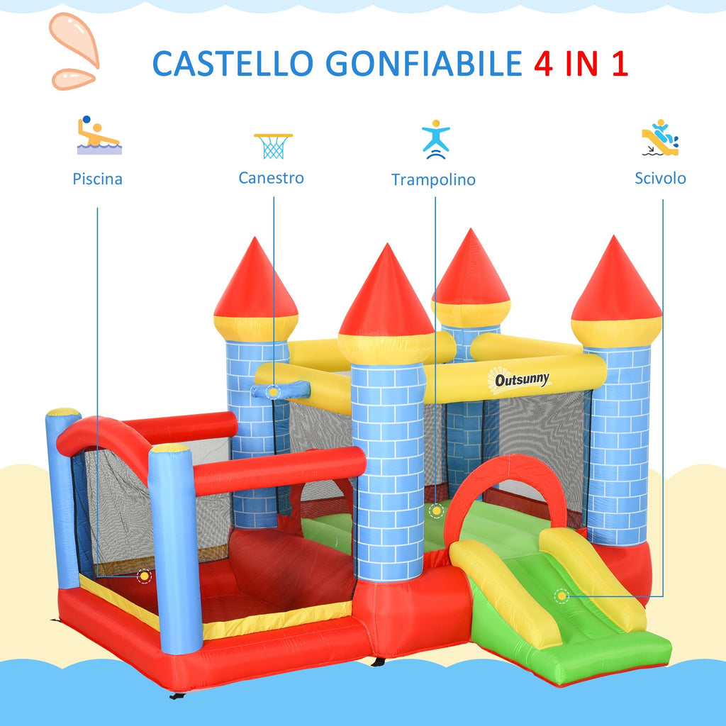 Giant Bouncy Castle for Kids Ages 3-8 with Slide, Pool and Basketball Hoop, 280cmx260cmx210cm - Borge' Group Limited