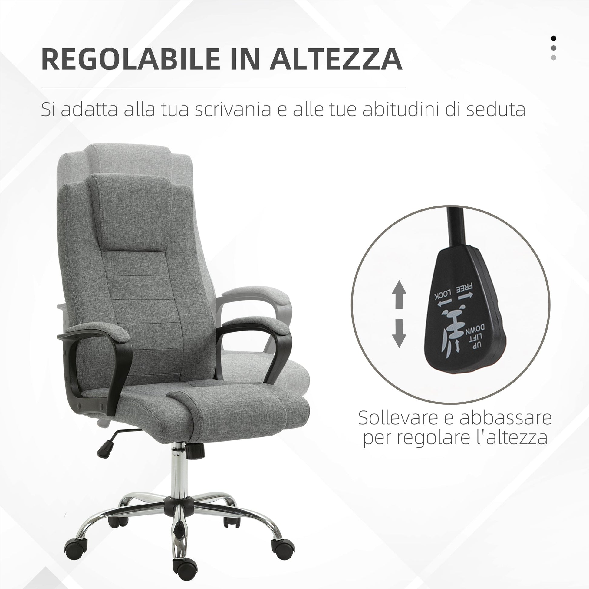 Vadgetto Ergonomic Handing Office Chair and padded with height and adjustable inclination, 62 x 76 x 110-119cm - Borgè