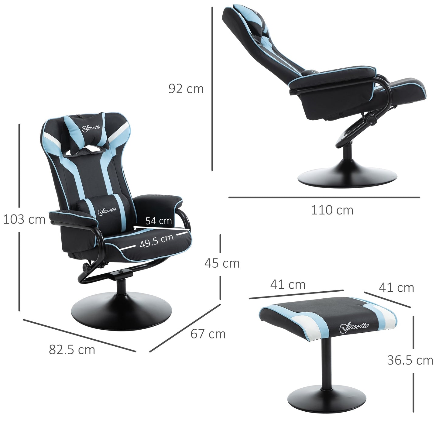 Reclighted armchair winer with 130 ° tilt -in tilt style footrests