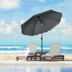 Beach Umbrella 1.8x2 m, in Polyester and Steel with 8 Ribs and 45° Reclining, Grey - Borge' Group Limited
