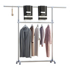 Stenter bend with adjustable height and extension, 4 swivel wheels, stainless steel and ABS, 165x48x180cm - Borgè