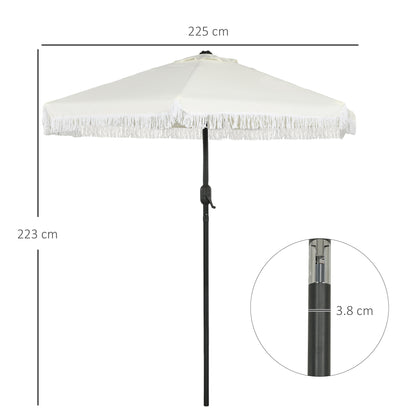 Outsunny garden umbrella 2.3x2.2m inclinable with central pole and crank, cream - Borgè