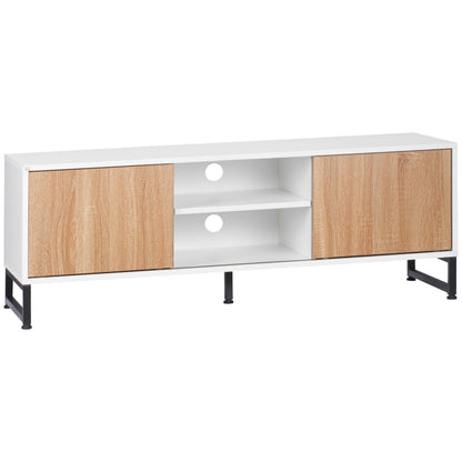 Modern TV Mobile 50 "Max in chipboard and steel with 2 open shelves and 2 closed lockers, 120x39.5x45 cm - Borgè