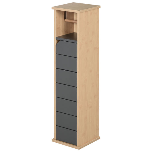 column cabinet for bamboo and Grey wood 18 x 18 x 75cm - Borgè