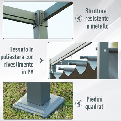 Outsunny Gazebo Pergola with sliding metal and polyester towel, UV rays filter, for outsiders, 298 x 213 x 221 cm - Borgè