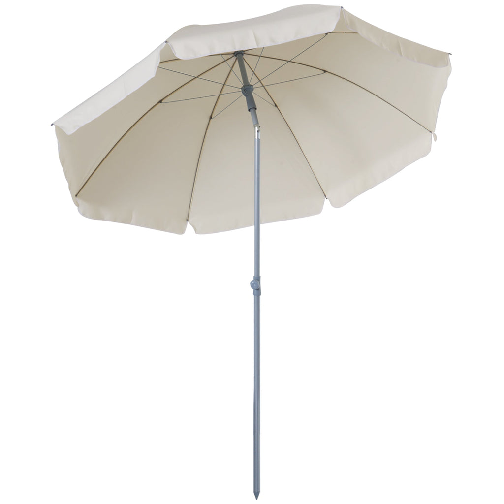 2x2.3m Portable Outdoor Umbrella with Tilting Canopy, Metal and Polyester, Cream - Borge' Group Limited