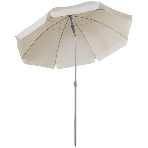 2x2.3m Portable Outdoor Umbrella with Tilting Canopy, Metal and Polyester, Cream - Borge' Group Limited
