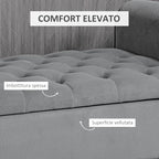 Homcom Bed Bed in Speed Fabrics With Storing And Armippers, 126x48.5x57 cm, Gray - Borgè