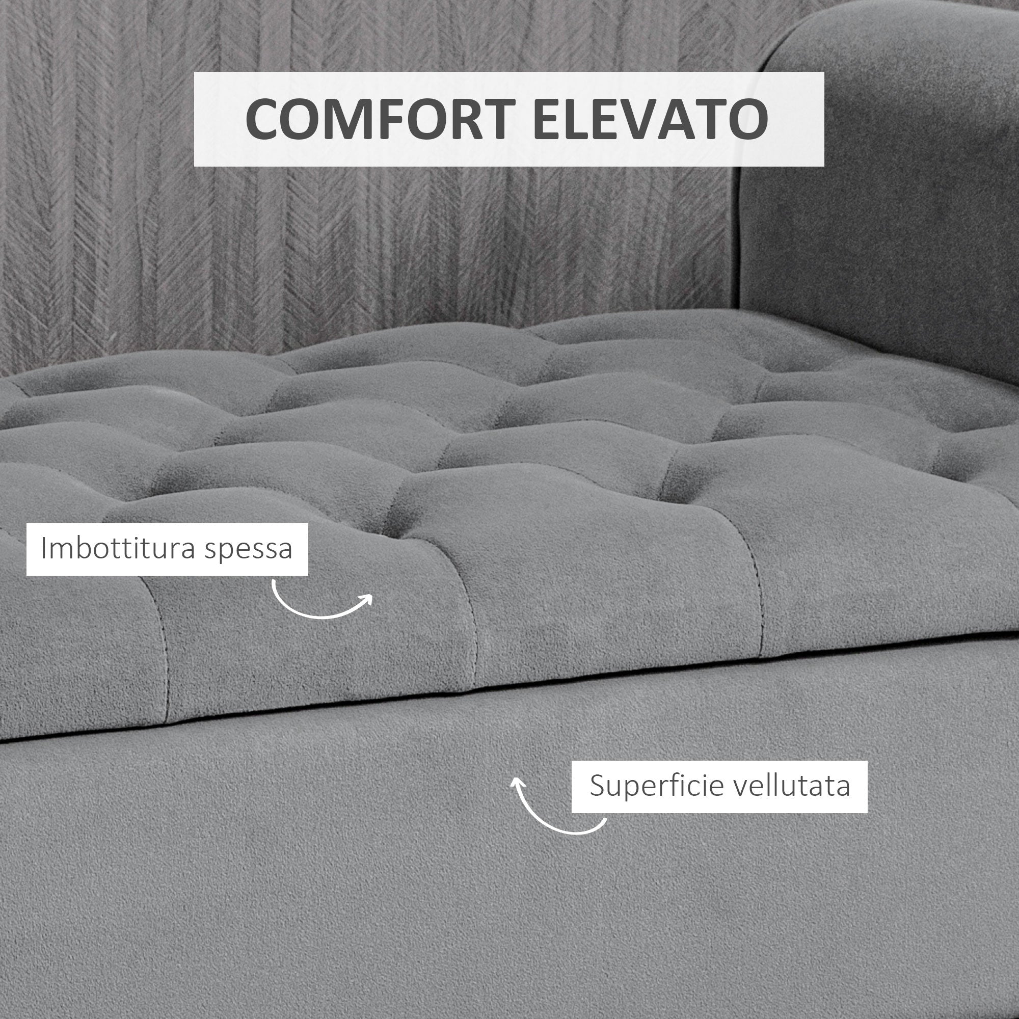Homcom Bed Bed in Speed Fabrics With Storing And Armippers, 126x48.5x57 cm, Gray - Borgè