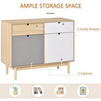 Multiuse Multiuse Nordic style, two -room cabinet with kitchen drawers and entrance, 100x40x79.5cm, multicolor - Borgè
