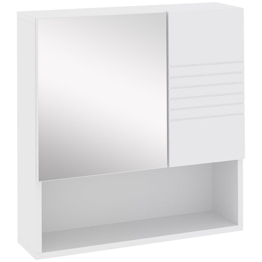 Kleankin Bathroom mirror cabinet, Wall fixing bathroom cabinet, 54x15x55cm, white - Borgè