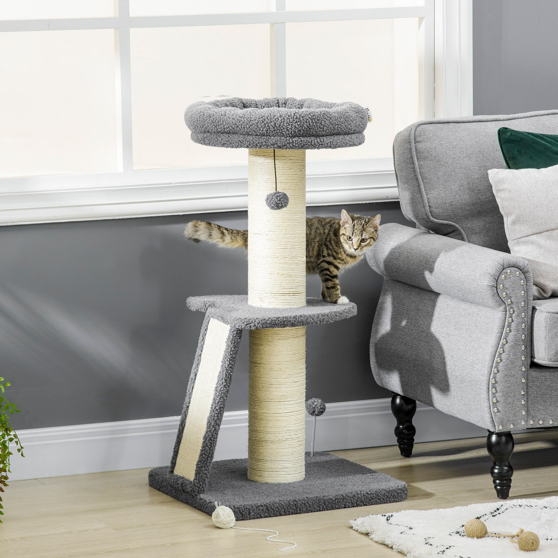 Cat Tree for cats with Scratch Pole , 48x48x92 cm - Borgè