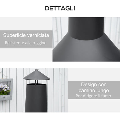 VULCANO | Outdoor Black Firepit / Brazier with Wood Storage - Borgè