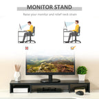MDF monitor support with length and angle adjustable laptop, PC, printers and TV, 80-117x23.5x10cm, black - Borgè