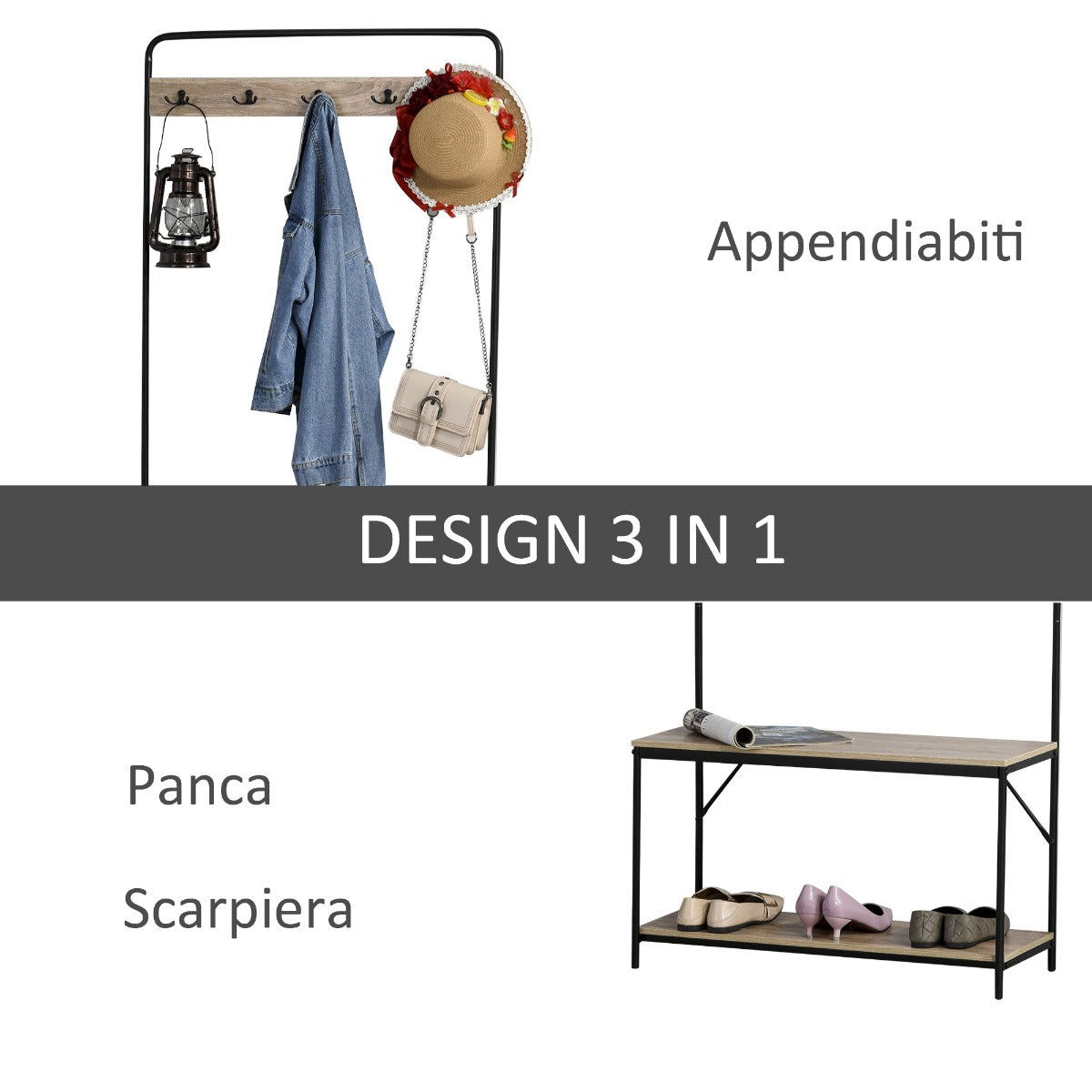 bend with bench and shoe rack in an entrance mobile for entrance - Borgè