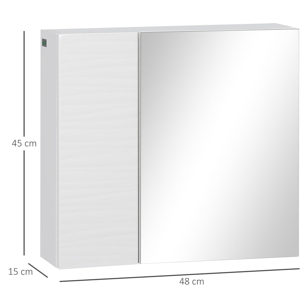 Kleankin Bathroom wardrobe in chipboard and glass with 4 adjustable shelves and wall design, 48x15x45 cm, white - Borgè