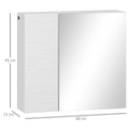 Kleankin Bathroom wardrobe in chipboard and glass with 4 adjustable shelves and wall design, 48x15x45 cm, white - Borgè