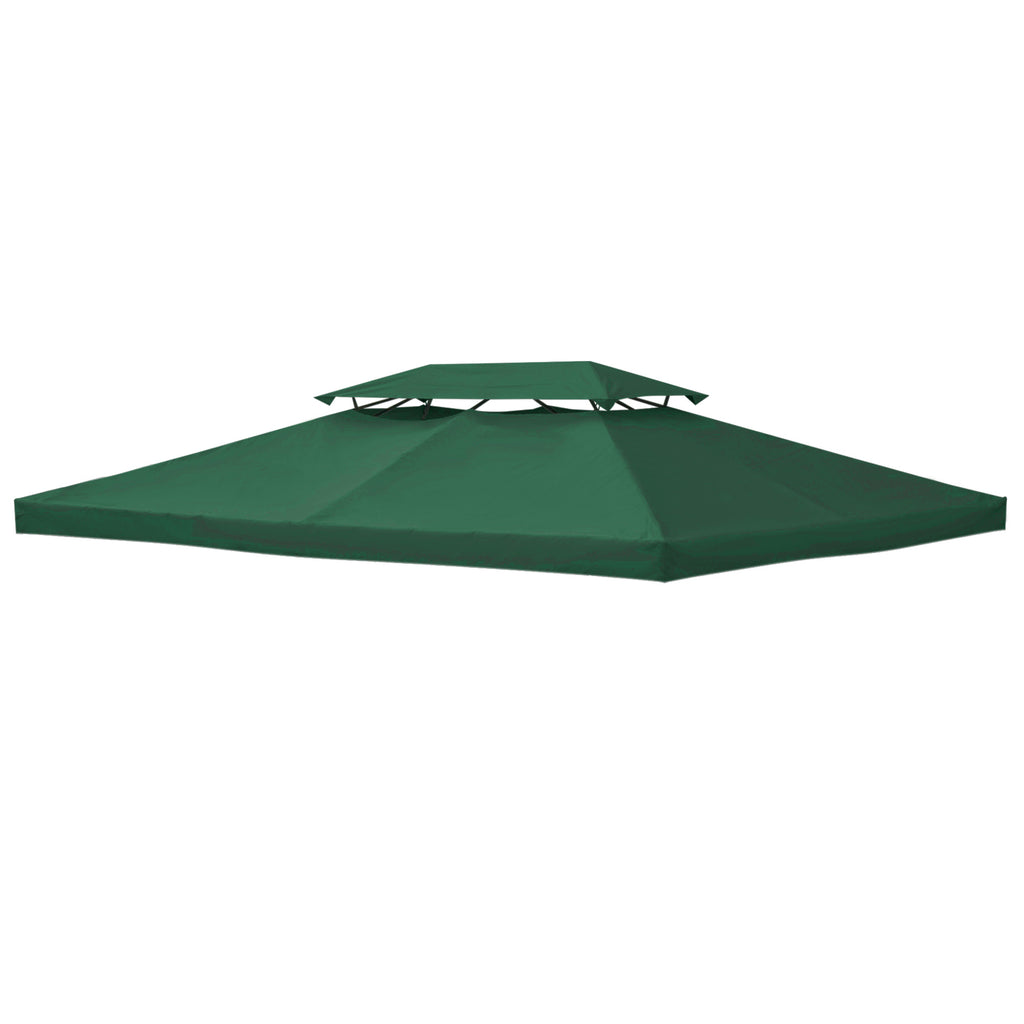 Outsunny coverage for gazebo 4x3 m at 2 levels in polyester with straps and 10 drainage holes, green - Borgè
