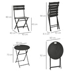 SMOKY GREY | 3 Piece Garden Set with 2 Folding Chairs and Table in Steel and HDPE, Dark Grey - Borge' Group Limited