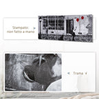 Canvas Print with Little Girl, 80x40cm, 5 Pieces for Home and Office, Pine Wood Canvas and Water-Based Paint, Black White Red - Borgè